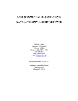 Last Judgment As Self-Judgment