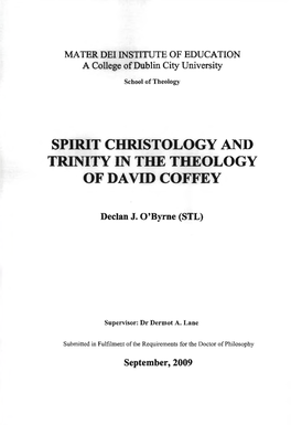 Spirit Christology and Trinity in the Theology of David Coffey