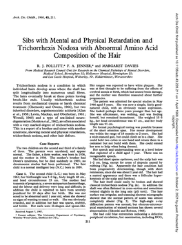 Sibs with Mental and Physical Retardation and Trichorrhexis Nodosa with Abnormal Amino Acid Composition of the Hair