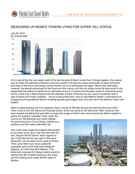 Measuring up Miami's Towers Vying for Super-Tall Status