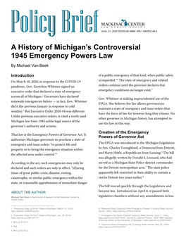 A History of Michigan's Controversial 1945 Emergency Powers