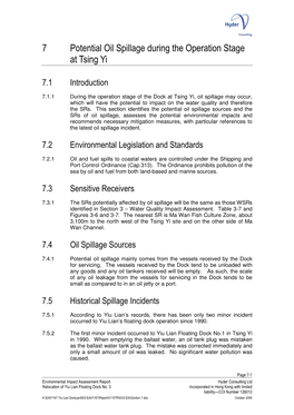 7 Potential Oil Spillage During the Operation Stage at Tsing Yi