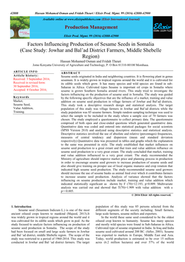 Factors Influencing Production of Sesame Seeds in Somalia (Case