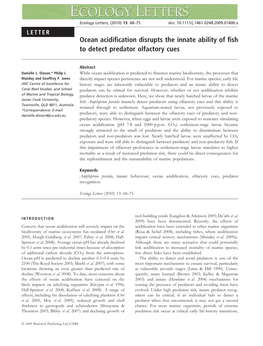 Ocean Acidification Disrupts the Innate Ability of Fish to Detect Predator