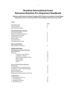 Resident International Grant Botswana Rotation Pre-Departure Handbook