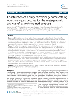 Construction of a Dairy Microbial Genome Catalog Opens New