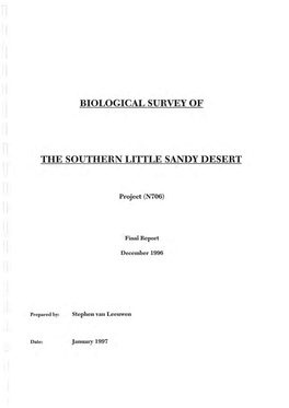 Biological Survey of the Southern Little Sandy Desert