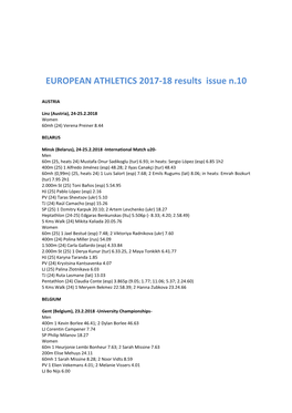 EUROPEAN ATHLETICS 2017-18 Results Issue N.10