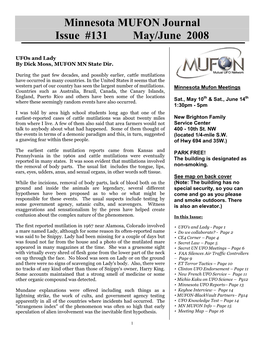 Minnesota MUFON Journal Issue #131 May/June 2008