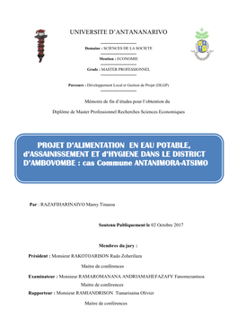 Projet D'alimentation En Eau