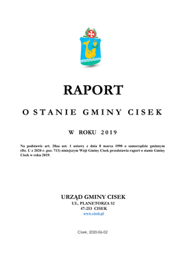 Raport O Stanie Gminy Cisek W Roku 2019