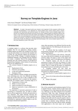 Survey on Template Engines in Java