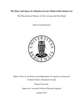 The Place and Space of a Donator in Late Medieval Devotional Art the Reciprocal Nature of the Living and the Dead