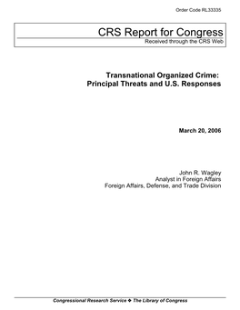Transnational Organized Crime: Principal Threats and U.S