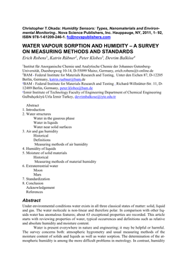 Gravimetric Measurement of Water Vapour Sorption And
