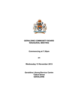 Geraldine Community Board Inaugural Meeting