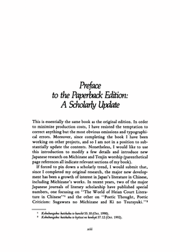 Preface to the Paperback Edition: a Scholarly Update