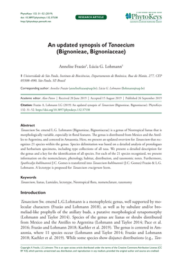 ﻿An Updated Synopsis of Tanaecium (Bignonieae, Bignoniaceae)