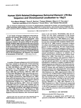 Human SSAV-Related Endogenous Retroviral Element: LTR-Like Sequence and Chromosomal Localization to 18Q21