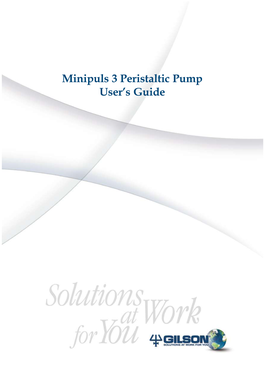 Gilson Minipuls 3 Peristaltic Pump Manual