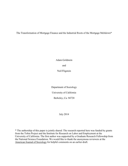 The Rise and Fall of Mortgage Securitization*