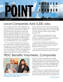 Local Companies Add 3,200 Jobs TRDC Benefits Volunteers