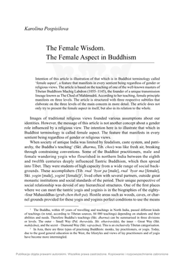 The Female Wisdom. the Female Aspect in Buddhism