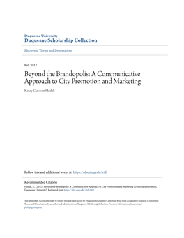 A Communicative Approach to City Promotion and Marketing Kasey Clawson Hudak