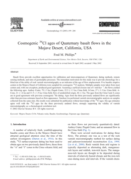 Cosmogenic Cl Ages of Quaternary Basalt Flows in the Mojave Desert