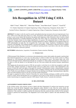 Iris Recognition in ATM Using CASIA Dataset