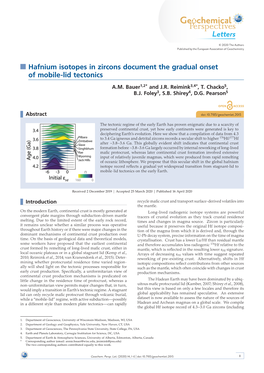 Hafnium Isotopes in Zircons Document the Gradual Onset of Mobile-Lid Tectonics