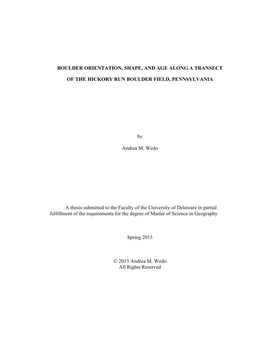 Boulder Orientation, Shape, and Age Along a Transect