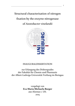 Structural Characterisation of Nitrogen Fixation by the Enzyme Nitrogenase