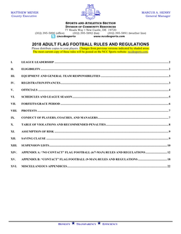 Ncc Adult Football Rules and Regulations