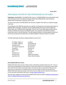 Semi-Annual Review of Omx Copenhagen 20 Cap Index