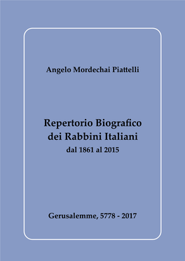 Repertorio Biografico Dei Rabbini Italiani