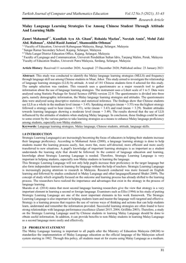 31-43 Research Article Malay Language Learning Strategies Use Among Chinese Student Through Attitude and Learning Skills