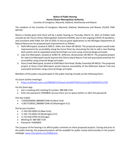 Notice of Public Hearing – Huron-Clinton Metropolitan Authority