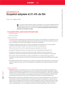 Ecopetrol Adquiere El 51.4% De ISA