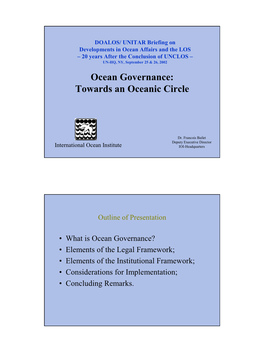 Ocean Governance: Towards an Oceanic Circle