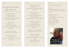 Te He Echado De Menos /Yo Te He Echado De Menos/ (2) TE HE ECHADO He Soñado El __4 __ De Verte Aquí a Mi Lado Dejándote Llevar Silencio