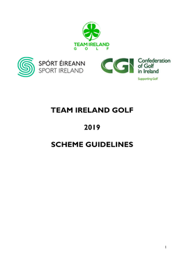 Team Ireland Golf 2019 Scheme Guidelines