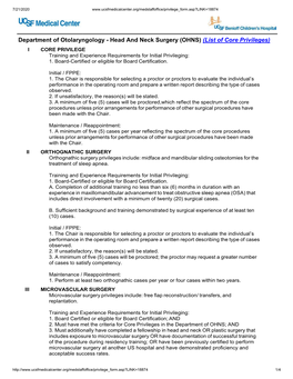 Head and Neck Surgery (OHNS) (List of Core Privileges) I CORE PRIVILEGE Training and Experience Requirements for Initial Privileging: 1