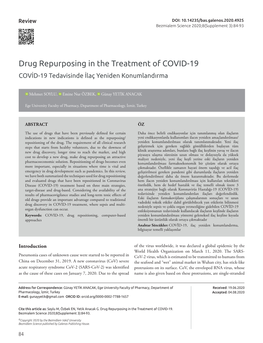 Drug Repurposing in the Treatment of COVID-19 COVİD-19 Tedavisinde İlaç Yeniden Konumlandırma