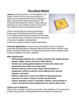 The Lithium Market