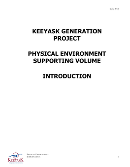 Keeyask Generation Project Physical Environment Supporting Volume