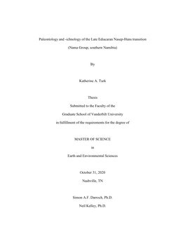 Paleontology and -Ichnology of the Late Ediacaran Nasep-Huns Transition