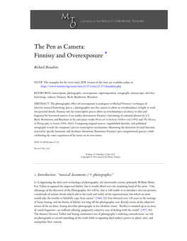 The Pen As Camera: Finnissy and Overexposure *