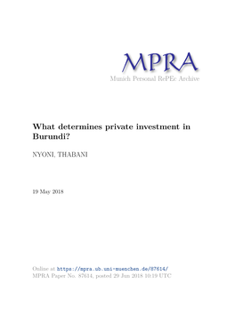 What Determines Private Investment in Burundi?