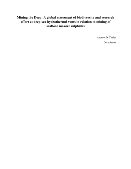 A Global Assessment of Biodiversity and Research Effort at Deep-Sea Hydrothermal Vents in Relation to Mining of Seafloor Massive Sulphides